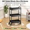 3 Tier Rolling Cart - Metal Utility Cart with 3 Hanging Cups & 4 Hooks, 66LBS Capacity, Mesh Rolling Storage Cart Organizer, Easy Assembly, Rolling Carts with Wheels for Kitchen Office